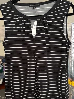 Banana Republic Black and White Striped Sleeveless Tank